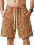 ZUY Men's Baggy Sweat Shorts Cotton Fleece 8" Athletic Shorts Pro Workout Print Lounge Shorts for Mens with Pockets Khaki M