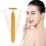 (Gold) - GOODYBUY Beauty Bar 24k Gold Skin Care Face Massager Roller, 2 in 1 Electric 3D Roller and T Shape Energy Beauty Bar for Face Lift and Skin Tightening