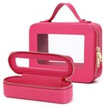 Pinkmik - Clear Makeup Bag Portable Makeup Bag Transparent Travel Cosmetic Bag with Zipper for Women, G / Fuchsia, L+Slim, Claer Makeup Bag