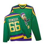 Mighty Ducks jersey Movie Ice Hockey Jersey S-XXL Charlie Conway #96 Adam Banks #99, 90S Hip Hop Clothing for Party, #66 Green, S