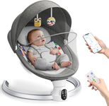 Ixdregan Electric Baby Bouncer,Baby Swing with Bluetooth and Mobile App Control,5 Swing Speed, 10 Lullabies, 5-Point Harness,Portable Newborn Bouncer from Birth for 0 Months(Grey)