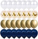 Navy Blue and Gold Confetti Balloon