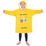 Pokemon Fleece Hoodie Blanket for Kids and Teenagers - One Size Kids Oversized Hoodie with Sherpa Lining Gifts for Kids (Yellow)