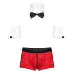 iEFiEL 4Pcs Men Christmas Cosplay Underwear Santa Lingerie Bowtie Santa Outfits Costume Set Type G L