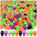 FFNIU 100Pcs Mini Plastic Skull Heads, Miniature Small Skulls, Halloween Skeleton Figurines for Halloween Pranks Halloween Crafts Bar Home Trick Toy