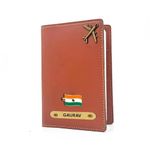 Customised Passport Cover Holder with Personalised Name Charm Leather Passport Cover Holder for Men Women (Tan) - Customised Passport Holder for Gift