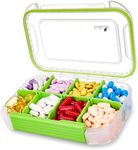 Fullicon Large Pill Organizer with 8 Compartments, Moisture Proof Travel Pill Box with Removable Divider, Daily Pill Container with Lables, Stackable Pill Case for Vitamin, Fish Oil, Supplement (Clear Green)