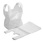 Efforias Carrier Bags 11 x 17 x 21 - Plastic Carrier Bags Heavy Duty Vest Carrier Bags - White (Pack of 100)