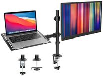 Mount-It! Laptop Desk Mount with Monitor Arm, Dual Laptop and Monitor Stand, Fully Adjustable, VESA Compatible, Ventilated Tray, Fits 13-32" Screens and Laptops up to 17", Clamp & Grommet Base