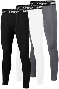 HXP Boys Compression Pants Fleece Lined Boys Leggings for Sports Base Layer