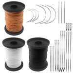 21 Pieces Heavy Duty Household Hand Needles,with 3 roll Extra Strong Upholstery Thread,7 styles of Leather Canvas Sewing Needles and Nylon Thread Rolls