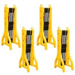 4 Pcs Expandable Mobile Barrier for Safety - Yellow & Black | Plastic Extendable Folding Barricade | Portable Barrier for Temporary Pedestrian Safety for Events, Schools, Maintenance Works