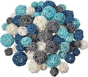 Patelai 72 Pcs Wicker Rattan Decorative Balls Centerpiece Bowls Fillers Balls for Fall Halloween Craft, Wedding Party, Potpourri Decor, 4 Sizes(Dark Blue, Sky Blue, Gray, White)