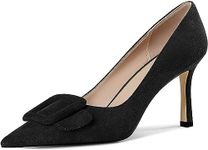 Divanne Pumps Shoes, Women's Stiletto High Heels Buckle Suede Pumps Pointy Toe Slip-On Office Pumps for Party Dress, Black-suede, 11