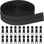 Humsafar Zipper No. 5,5 Meter (Black), with25 Zip Plastic Puller (Runner) for Tailoring/Stitching Dresses,Bags/Sewing/Craft/Fashion Designing | Zips for Bag (Black, 5 METRE Zip & 25 Runner)