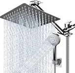 PinWin Modern 12" Large Square Rain Showerhead with 5 Modes Handheld Showerhead Combo, Adjustable Arm, Easy Tool-Free Installation