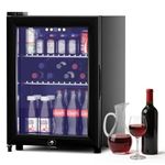 LUMENOX 58L Table Top Mini Fridge, 4°C-16°C Touch Control with Digital Display,43dB UV-Protected Double Tempered Glass Door with Lock, for Bedroom, Office & Kitchen [Energy Class E]