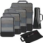 BAGAIL 4 Set/6 Set Compression Packing Cubes Travel Expandable Packing Organizers(Black Mesh,6 Set)