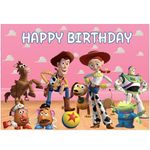 Toy Story Background Cloth - simyron cartoon Buzz Lightyear Happy Birthday Background Cloth Children's Birthday Photo Poster Decoration Birthday Party Supplies Photo Prop (150 * 100 cm)