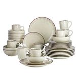 vancasso Navia Nature Dinner Set, Stoneware Vintage Look Beige Dinnerware Tableware, 32 Pieces Dinner Service Set for 8, Include Dinner Plate, Dessert Plate, Cereal Bowl and Mug