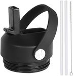 SYACOT Straw lid for Yeti Rambler Water Bottle 18 26 36 64 oz, Replacement Cap Straw Cap for RTIC and Yeti Bottle, Lid with Straws and Brush and Flexible Handle, Black