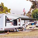 Awnlux Black Motorized Modular Retractable RV Awning Full Set Assemblies for RV, 5th Wheel, Travel Trailers, Toy Haulers, and Motorhome - RV Trailer Awning for Home or Camper - 15x8 Feet- Black Fade