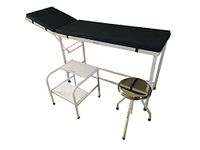 P.M.P.S. 4 Pcs Economic Set Of Examination Table With Mattress, Revolving Stool, Foot Step Stool For Doctor & Clinic, Mild Steel