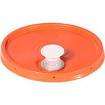 Meranti 5 Gallon Pail Lid with Pour Spout and Gasket | fits 3.5, 5, 6, 7 gallon buckets (1 Pack, Orange)