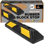 Xpose Safety Parking Stopper for Garage - 22" Heavy Duty Rubber Car, Bumper Stop for Floor, Yellow Reflective Strips, Removable Driveway, Ramp Wheel Block for Cars 10 Pack