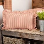 VHC Brands Sawyer Mill Red Ticking Stripe Fabric Pillow 14x22
