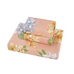 JSD 4 Piece Orange Floral Printed Sheet Set Full, Soft Botanical Microfiber Bedding Sheets Extra Deep Pocket