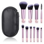 10 Pcs Travel Makeup Brush Set Mini Makeup Brushes Travel Size With Pack Portable Small Eyeshadow Eye Lipstick Foundation Brush Shadow Contour Blush Concealer Black Pink