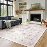 Phantoscope Vintage Collection Area Rug 8'x10' - Large Living Room Rug - Washable Rug Boho Rugs Non-Slip for Bedroom Dining Room, Low-Pile Floor Carpet Distressed Accent Rug, Beige/Neutral