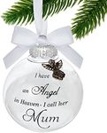 Suilung Christmas Memorial Baubles Ornaments I Have an Angel in Heaven Christmas Bauble Ornament Grave Decorations Clear Baubles White Feather Ball Hanging Decoration with Box for Xmas (Mum)