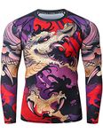 LAFROI Men's Long Sleeve UPF 50+ Baselayer Performance Compression Shirt Rash Guard-CLY08 Blood Moon Size MD