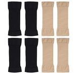 ANOOFAN 4 Pairs Burn Fat Weight Loss Arm Shaper Fat Buster Off Cellulite Slimming Wrap Belt Band for Women Lady Girl (Black/Beige Each Color 2 Pairs)