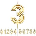 URAQT Number Candles 3, Birthday Cake Candles, Gold Glitter Birthday Number Candle, Suitable For Kids And Adults, Can Decorate Birthday Parties, Wedding Anniversary Parties, Graduation Party, Etc