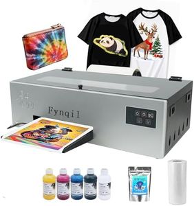 Fynqil A4 DTF Printer A4 L805 Transfer Printing Machine for DIY Print T-Shirts Apparel with White Ink Systems & Auto Cleaning Includes Software, Film Hot melt Powder （Fastest-Delivery