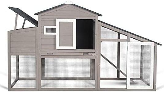 PetsCosset Chicken Coop Wooden Backyard Hen House Indoor Outdoor Two Story Poultry Cage with Run, Chicken Nesting Box, Pull Out Trays and Anti-Slip Asphalt Ramp…