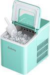 Costway Countertop Ice Maker, Bullet Ice Cubes Ready in 8 Mins, 12KG/24 H, Portable Ice Maker Machine with Self-Cleaning Function, Scoop and Removable Basket for Home, Office, Party and Bar (Green)