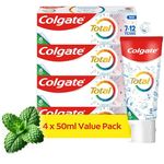 Colgate Total Toothpaste for Kids 7-12 Years, 4 Pack 50ml tubes, Whole mouth protection, Mild mint flavour, Fluoride toothpaste