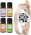 Essential Oil Diffuser Arbol Tree BraceletStainless Steel Aromatherapy Locket Bracelets Leather Band with 8 Color PadsGirls Women Jewelry Gift Set