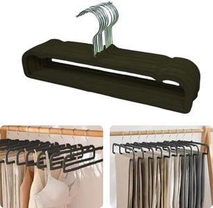 Velvet Trouser Hangers, Velvet Pants Hangers for Closet - JOMWEN 35cm Extra Strong Space Saving ClothHanger with 360° Rotatable Hook for Jean, Tank Top, Bra, Shorts (Black,10 Pack)