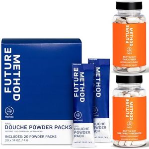 Future Method pH-Balanced Anal Douche Powder with Reusable Beaker (Pack of 20), Synbiotics Probiotics & Prebiotic Supplement for Digestion - Fiber with Acacia and Psyllium Husk Fiber Pills