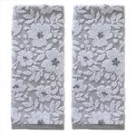 SKL Home Floral Jacquard Hand Towel Set, Gray, 2 Count