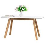 bonVIVO Coffee Table Franz, Designer Coffee Tables for Living Room and Modern Coffee Table That can be Used as Side Table, White and Wooden Coffee Table with Bamboo Frame