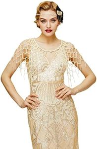 BABEYOND Pearl Cape for Women Evening Shawl Beaded Night Vintage Cover Up for Party, Pearl, One size