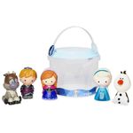 Disney Store Official Frozen Bath Toy Set, 5 Pc. Set, Includes Anna, Elsa, Olaf, Sven and Kristoff Frozen Toys with Storage Bucket, Suitable for 6 Months+