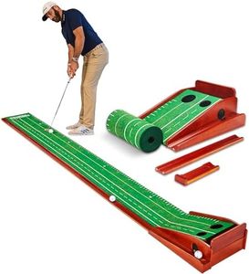 Perfect Practice 2-Hole Golf Putting Mat with Ball Return - 9.5ft Portable Practice Putting Green - Training Aid for Indoor, Outdoor Golf Practice at Home, Office, Backyard - Golfing Gifts for Men