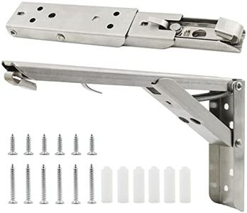 2PCS Folding Shelf Brackets, TTZEZE Heavy Duty Sturdy Metal Collapsible Triangle Shelf Bracket, Adjustable DIY Wall Mounted Folding Table Hinge, Space Saving for Bench Table with Screws (14'' Silver)